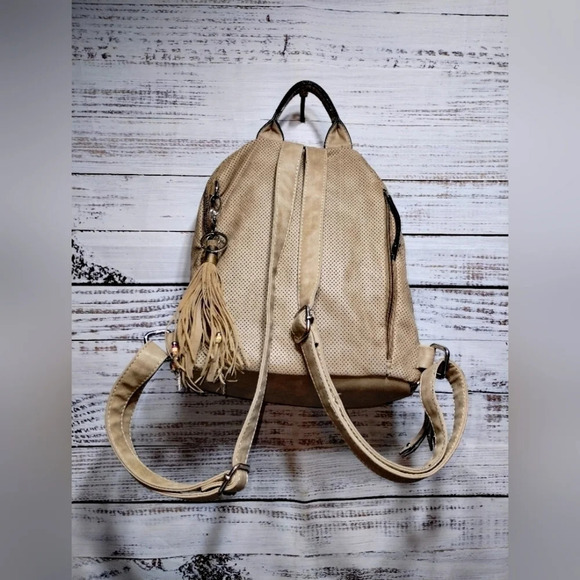 Suri Frey Romy Backpack Purse in Light Beige Large 13x13 Vegan Leather - Picture 5 of 8